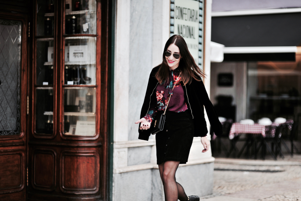 welurowa kurtka stylizacja