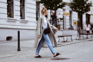 checked coat street style fashion outfit idea