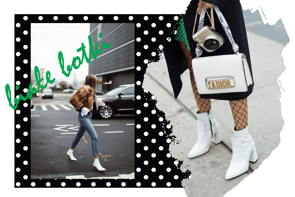 białe botki stylizacje jak nosić do czego nosić